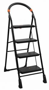 Parasnath Black Heavy Folding Ladder with Wide Steps Milano 4 Steps 4.1 Ft Ladder