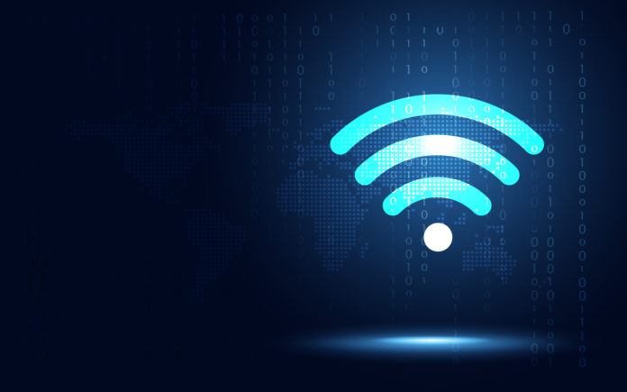 Futuristic blue wireless connection abstract technology backgrou