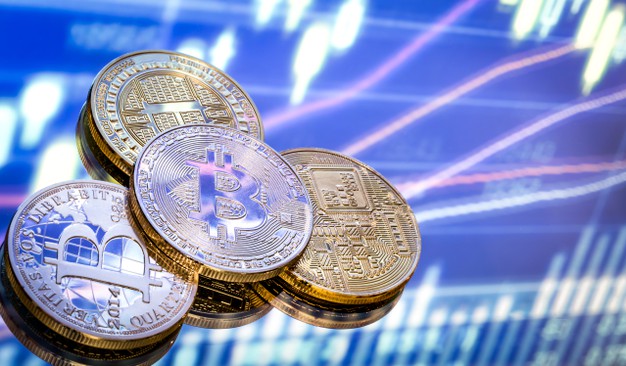 bitcoin-is-new-concept-virtual-money-graphics-digital-background-coins-with-image-letter-b
