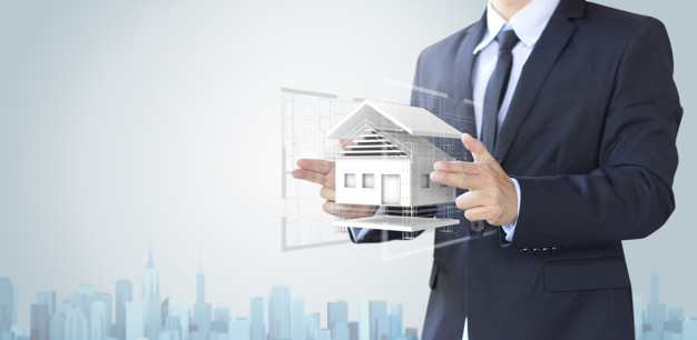 business man create design house or home, architecture concept