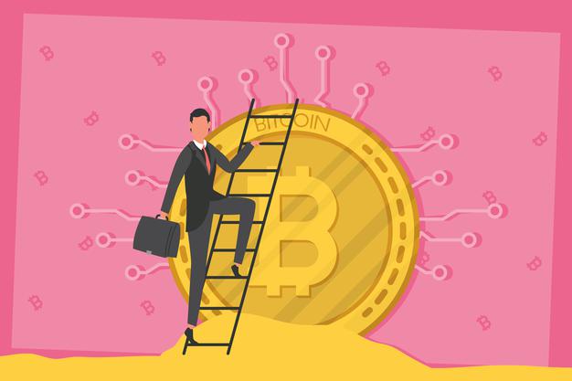 businessman-with-portfolio-climbing-stair-bitcoin-illustration