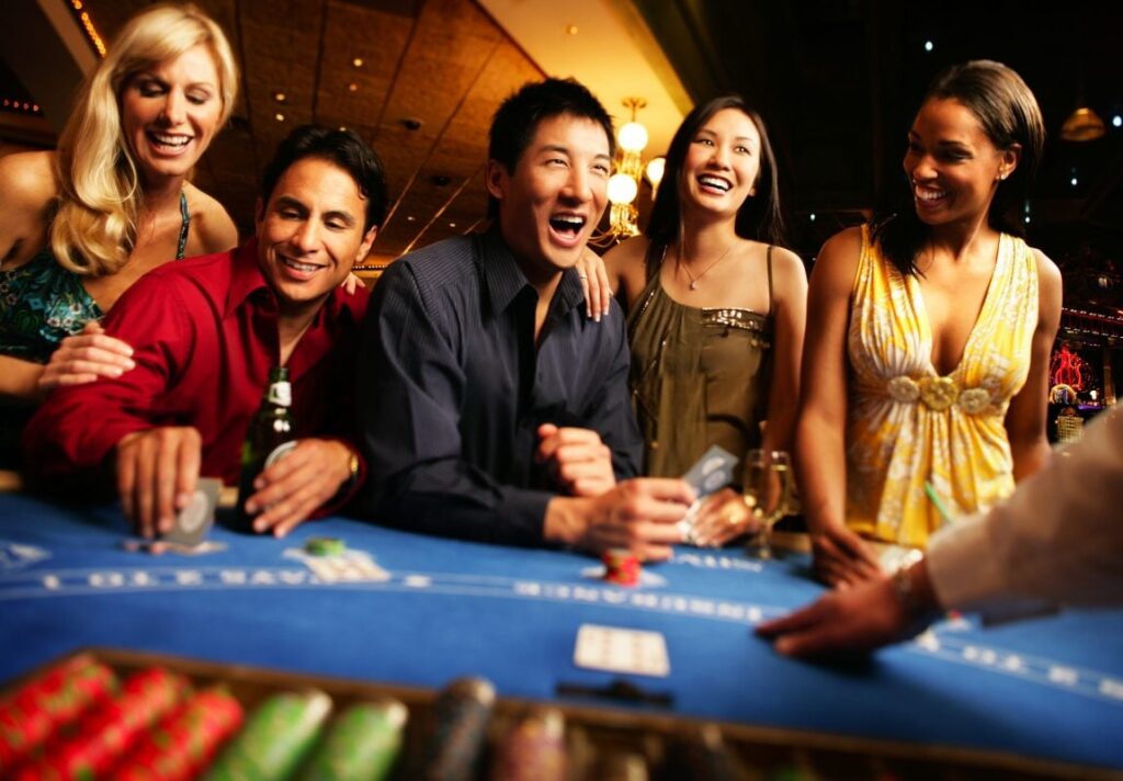 Group of friends in a casino