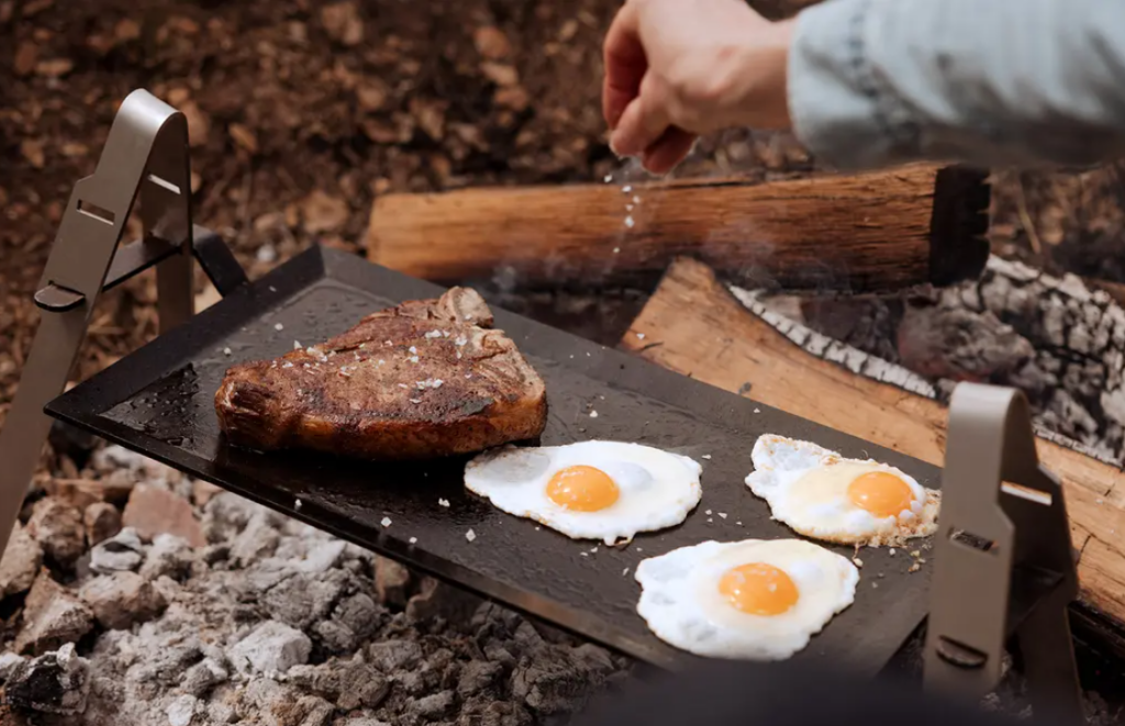 Steak and Eggs on a griddle