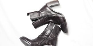 faux leather boots close up