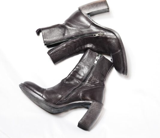 faux leather boots close up