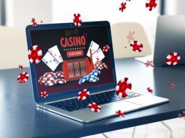casino playing on laptop